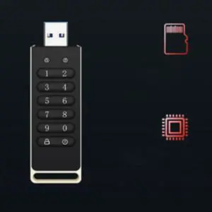 3X Secure USB Drive, 32GB Encrypted USB Flash Drive Hardware Password Memory Stick With Keypad USB 3.0 Disk Flash