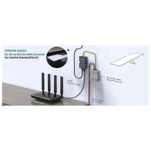 2X For Starlink Poe Injector 150W Dish Cable Adapter To RJ45 Car DC Step UP Converter 12V To 48V For Starlink V2 O