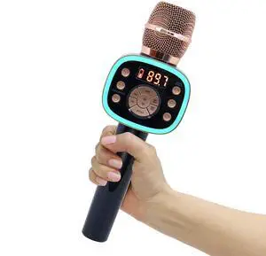 Carpool Karaoke Machine for Kids & Adults, Carpool Karaoke The Mic 2.0 - Wireless & Bluetooth Karaoke Microphone with Voice Changing Sound Effects as White Elephant Gift - Rose Gold