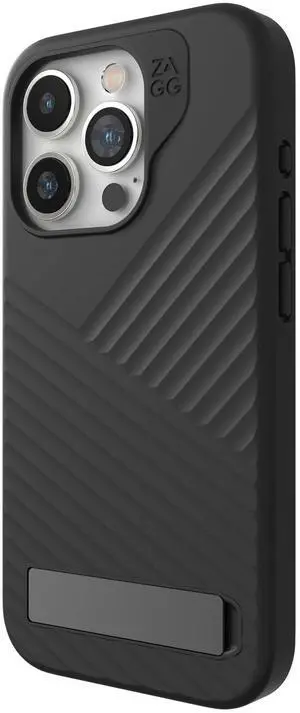 ZAGG Denali Snap iPhone 15 Pro Case with Kickstand for Phone - Drop Protection (16ft/5m), Dual Layer Textured Cell Phone Case for iPhone 15, No-Slip Design, MagSafe Phone Case Black