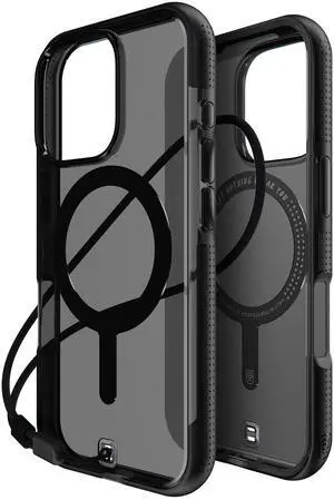 BodyGuardz Ace Pro Compatible with iPhone 16 Pro Case - Shockproof Cover with 18FT Drop Tested - Compatible with MagSafe - Wireless Charging - Responsive Buttons - Orange/Ombre (Smoke/Black)