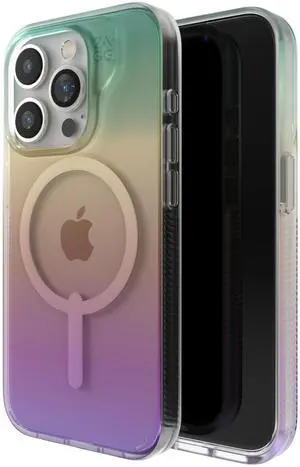 ZAGG Milan Snap iPhone 15 Pro Case - MagSafe Phone Case with Drop Protection (13ft/4m), Durable Graphene, Anti-Yellowing & Scratch-Resistant, Wireless Charging MagSafe Case, Iridescent