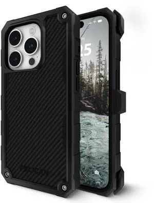 Pelican Shield Series - iPhone 15 Pro Case 6.1" [Compatible with MagSafe] [21ft Military Grade Drop Protection] Magnetic Charging Phone Case Cover with Belt Clip Holster Kickstand - Black