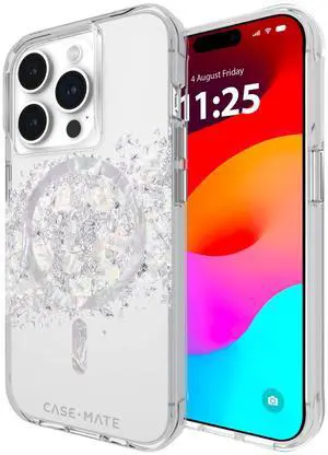 Case-Mate iPhone 15 Pro Case - Touch of Pearl [12ft Drop Protection] [Compatible with MagSafe] Magnetic Cover with Cute Bling Sparkle for iPhone 15 Pro 6.1", Anti-Scratch, Shock Absorbent, Slim Fit