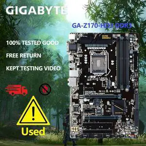 Usedmotherboard GA-Z170-HD3 DDR3 has 4 DDR3 / DDR3L slots and supports 6th and 7th generation Core processors