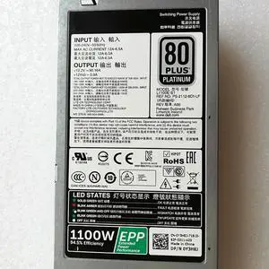 L1100E-S1 For R630 R730 1100W Server Power Supply Y3H8J 0Y3H8J D1100E-S1