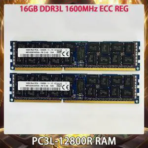 1 Pcs RAM 16GB DDR3L 1600MHz ECC REG PC3L-12800R For SK Hynix Memory 1600