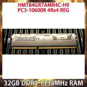 1Pcs RAM 32GB DDR3 1333MHz PC3-10600R 1333 HMT84GR7AMR4C-H9 4Rx4 REG For SK Hynix Server Memory
