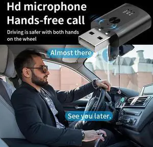 Workmanshipp-USB Bluetooth 5.3 Adapter Wireless Audio Receiver Bluetooth Transmitter With Mic Handsfree Call For Car W