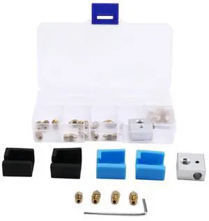 3D Printer Upgrade Kit Nozzles, Heating Block, Silicone Sleeve Complete Accessories Set MK8 Kit