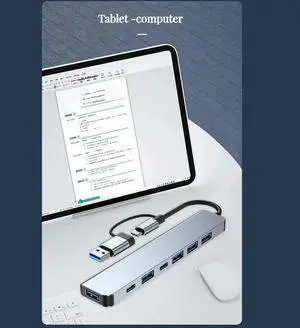 Ageryu USB C Hub Splitter 7 In 1 USB Extender USB Dock Station With 4 USB Port 2 USB C Port For PC Laptop/Phones And More Dev