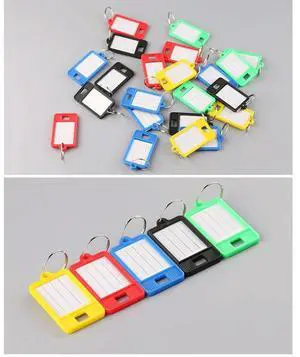 Ageryu 100 Pieces Tough Plastic Key Tags Oval Shaped Label Tag With Window And Split Ring,Blank Labeling Tags 5 Colors