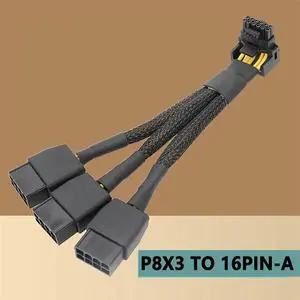 Ageryu 3X8pin PCI-E To 16Pin(12+4) PCI-E 5.0 12VHPWR Connector 90-Degree Elbow Cable Parts GPU RTX4090 RTX4080 Series P8X3 To