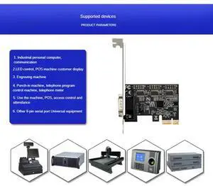 Ageryu Pcie X1 To RS232 Serial Adapter Card Industrial Control Computer Expansion Card Computer Adapter PCI-E Serial Card Eas