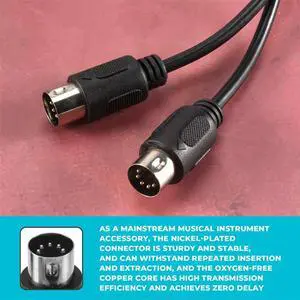 Ageryu Workmanshipp-2-Pack 5-Pin DIN MIDI Cable, 3-Feet Male To Male 5-Pin MIDI Cable For MIDI Keyboard,Keyboard Synth,Rack S