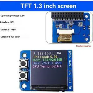 Ageryu TFT Display Module 1.3Inch Full Color Screen With SPI Interface For Pi Pio