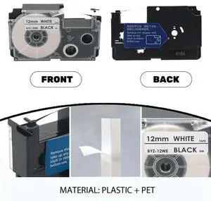 4 Pack 12Mm Black On White Label Tape Label Maker Compatible With KL1500 KL2000 KL7000 KL7200 KL-100 KL120 KL60 KL-750