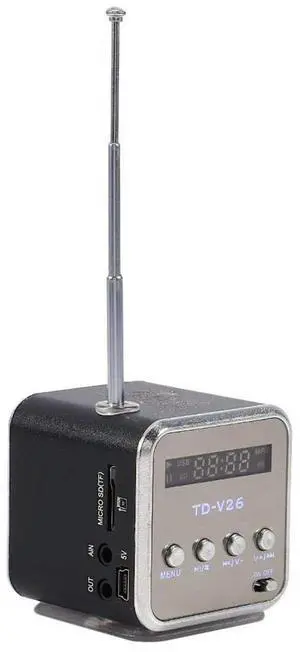 TD-V26 Digital Mini FM Radio Speaker Receiver With LCD Stereo Loudspeaker Support Micro-TF Card Mp3 Music Player-N33R