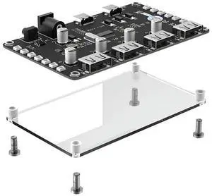 Workmanshipp-4 In 1 Dual PSU Multiple Power Supply Adapter USB 2.0 Hub With Colorful LED For PC, Laptop, Keyboard, Mou