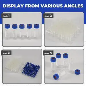 Ageryu 2ML Autosampler Vials Pack Of 100 - HPLC Vials 9-425 Vials With Blue Screw Caps