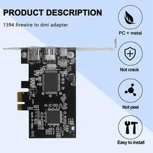 Ageryu PCI Express X1 PCI-E Firewire 1394A IEEE1394 Controller Card Black Fit For Desktop-N33R