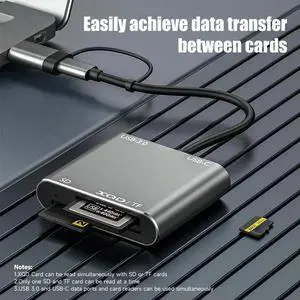Ageryu USB 3.0 Memory Card Reader 5 In1 USB-C To TF SD XQD Card Reader Adapter For 15 Pro/Max Pro/Air 2023