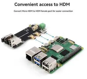 Ageryu For Pi 5 Case + -Compatible To HD Adapter Board Support Dual 4K Output Expansion Board