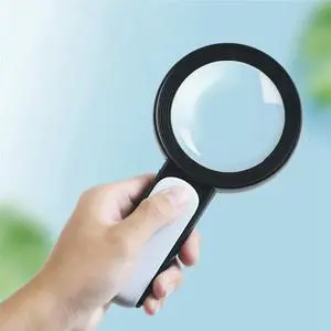 Ageryu Illuminated Handheld Magnifier 30X 18 LED Illuminated Magnifier Suitable For Elderly People Reading Easy To Use Black+White-N33R