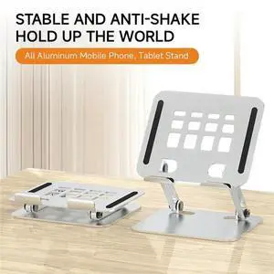 Ageryu Aluminum Tablet Stand Holder For Desk Dual Rod Support Tablet Holder Adjustable Riser Applicable To 4-12.8Inch