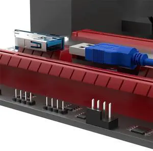 Ageryu 5Th Generation Upgrade PCI Express PCI-E 1X To 1X/4X/8X/16X Riser Card Side Extension Plug Cable (With LED Light)-N33R
