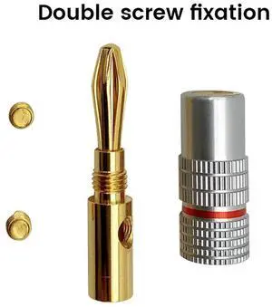 Ageryu 1Set Banana Connector 4.5MM Banana Plug With Screw Lock For Audio Jack Speaker Plugs Black+Silver-N33R