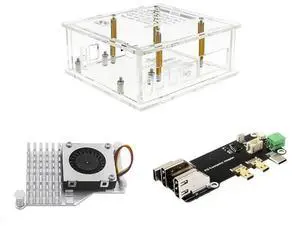 Ageryu For Pi 5 Case + Radiator Fan + -Compatible To HD Adapter Board Support Dual 4K Output Expansion Board