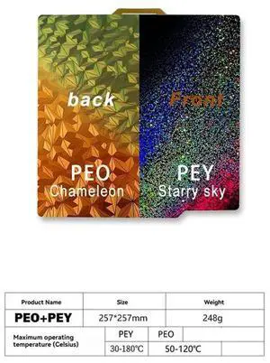 For Build Plate For P1P/P1S PEO PEY Sheet 257X257mm Bed Texture Double Sided Spring Steel For 3D Printer Spr