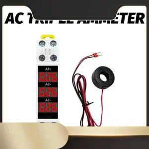 Ageryu 1Set Din Rail Mount 3 Phase Ampere Meter Mini Modular Current Meter Gauge Indicator ABS-N33R
