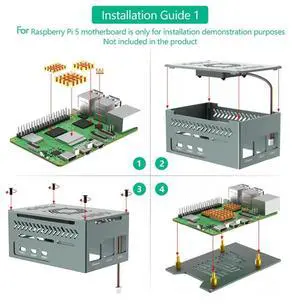 Ageryu Case ForPi 5 ForPi 5 Case With4010 PWM Fan Andcopper Heatsinks Support X1000/X1001/X1003/N04/N05
