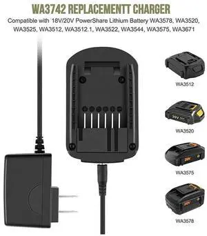 Ageryu WA3732 Charger WA3742 20V Charger For Worx 20V Lithium WA3578 WA3525 WA3520 WA3575-N33R
