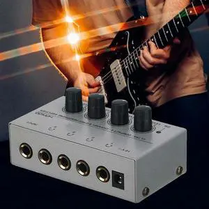 Ageryu HA400 Metal Stereo Headphone Amplifier - 4-Channel Audio Boost For Sound Mixer, Guitar, PC, EU Plug Format-N33R