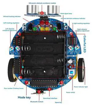 Ageryu 51 MCU Smart Car Ultrasonic Obstacle Avoidance Car Tracking Ranging Robot Programming DIY Car Kit