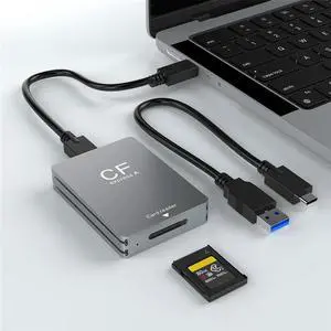 Ageryu Cfexpress Type A Card Reader Silver-Gray Aluminium Alloy With USB C To USB C/USB A Cable
