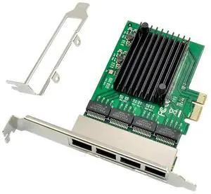 Ageryu RJ-45 4-Port Ethernet Server Adapter Gigabit Network Card PCI-E X1 Interface