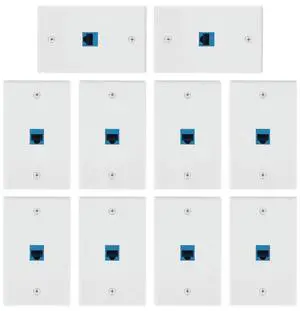 10 Pieces Ethernet Wall Outlet Plate Cat6 RJ45 Wall Plate Jack Female To Female Ethernet Inline Coupler Plates Ethernet-N33R