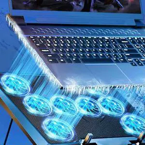 Ageryu Laptop Cooling Pad With 8 Cooling Fan Laptop Cooler Fan With No Lights Notebook Cooler Stand With 5 Height Adjustable