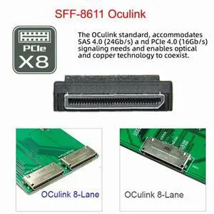 Ageryu Oculink SFF-8612 8X to PCIE X16 PCI-Express Adapter with ATX 24Pin Power Port for Mainboard Graphics CardAA56