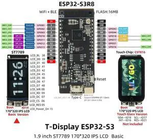 Ageryu T-Display-S3 1.9-Inch LCD Development Board With Case For Nerd Miner Bitcoin Solo Lottery Miner BTC Miner A