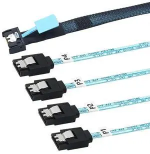 Ageryu Slimsas 8654 MCIO 4I 38Pin To 4X SATA Cable PCIE5.0 PCI-E Server Data Connection Extension Wire High-Speed