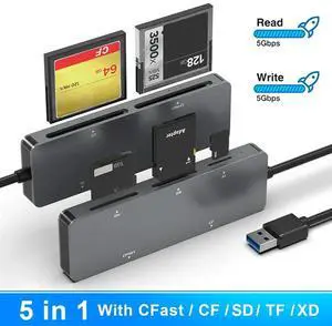 Ageryu 5 In 1 Multi Memory Card Reader OTG Adapter Supports SD/TF/MS/CF/XD Card Reader For Computer PC Laptop 1 Piece-N33R