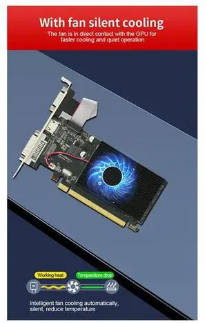 Ageryu 1 Piece 625 MHZ 1066 MHZ 64 Bit 40 Nm 6 Pin 1920X1080 Video Card -Compatible DVI-D VGA Video Card Black