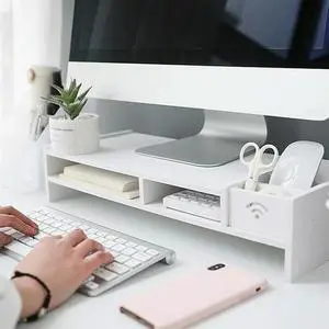 Ageryu Computer Monitor Stand Riser Multi-Function PC Laptop Holder Desk Organizer Shelf Easy Assemble For Home Desktop