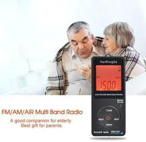 Ageryu Hanrongda Radio Aircraft Band Receiver FM/AM/AIR Radio World Band With LCD Display Lock Button Pocket Radio With Earphone-N33R