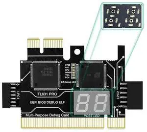 Ageryu 1 PCS TL631 Pro Diagnostic Card PCI PCI-E Mini PCI-E Motherboard Multifunction Desktop Laptop Diagnostic Analyzer Blac